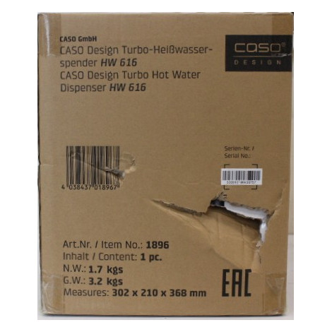 SALE OUT. Caso HW 616 Turbo Hot Water Dispenser, Capacity 2.5 L, Stainless steel, Black | SALE OUT. Caso Turbo Hot Water Dispens