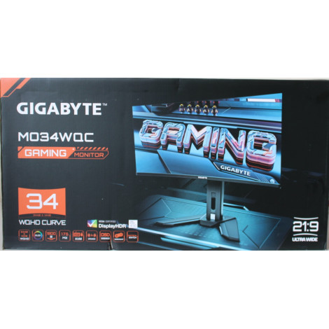 SALE OUT. GIGABYTE MONITOR 34" MO34WQC EK | SALE OUT. MO34WQC EK1 | 34 " | OLED | WQHD | 175 Hz | 0.03 ms | 3440 x 1440 pixels |