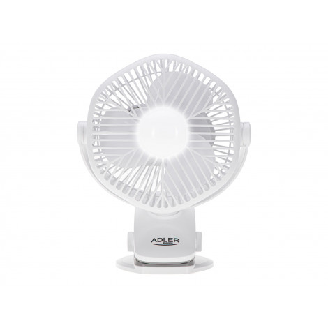 Adler Rechargeable fan with clip | AD 7335 | Table Fan | 6 W | Diameter 12.7 cm | Number of speeds 3 | Oscillation | White