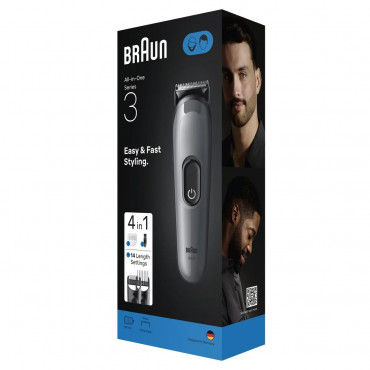 Braun 4-in-1 Grooming Kit | All-in-One Series 3 AIO3500 | Cordless | Number of length steps 14 | Black