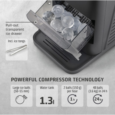 Caso Ice Ball Maker | IceBall Pro | Power 130 W | Capacity 1.3 L | Matt Black