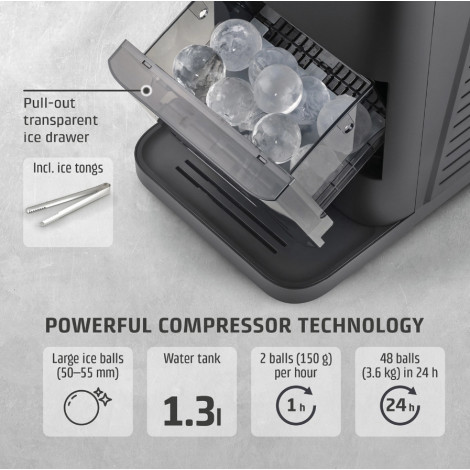 Caso Ice Ball Maker | IceBall Pro | Power 130 W | Capacity 1.3 L | Matt Black