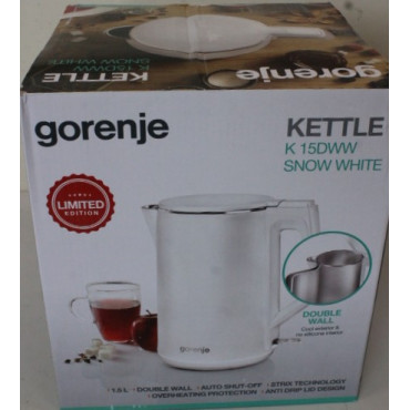 SALE OUT. GoGorenje K15DWW Kettle, Electric, Capacity 1.5 L, Power 2200 W, Plastic, White | Kettle | K15DWW | Electric | 2200 W 