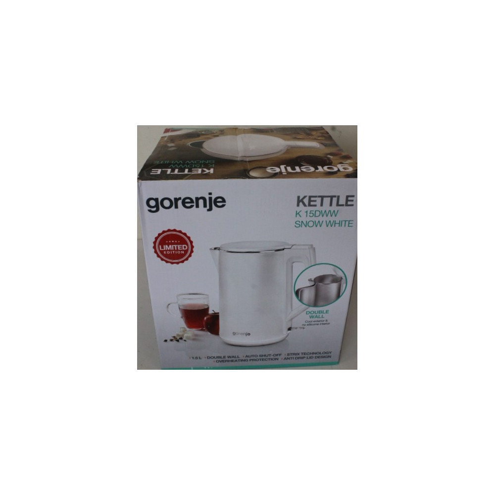 SALE OUT. GoGorenje K15DWW Kettle, Electric, Capacity 1.5 L, Power 2200 W, Plastic, White | Kettle | K15DWW | Electric | 2200 W 