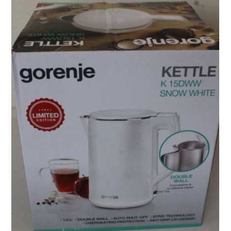 SALE OUT. GoGorenje K15DWW Kettle, Electric, Capacity 1.5 L, Power 2200 W, Plastic, White | Kettle | K15DWW | Electric | 2200 W 