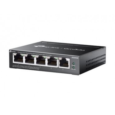 TP-LINK | Omada 5-Port Gigabit Easy Managed Switch with 4-Port PoE+ | ES205GP | Desktop/Wall mountable