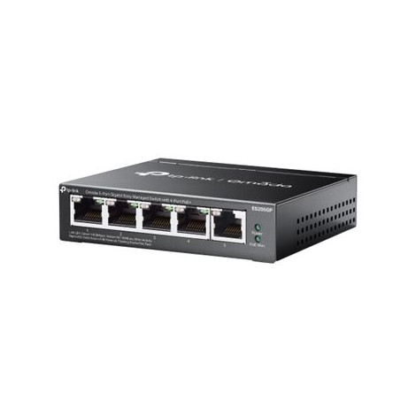 TP-LINK | Omada 5-Port Gigabit Easy Managed Switch with 4-Port PoE+ | ES205GP | Desktop/Wall mountable