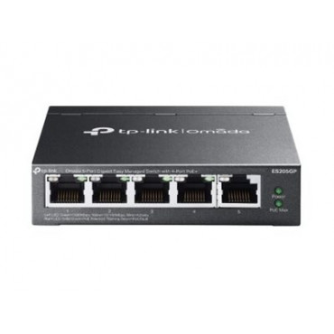 TP-LINK | Omada 5-Port Gigabit Easy Managed Switch with 4-Port PoE+ | ES205GP | Desktop/Wall mountable