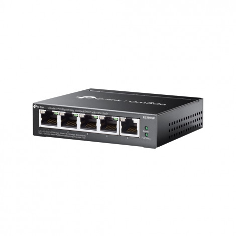 TP-LINK | Omada 5-Port Gigabit Easy Managed Switch with 4-Port PoE+ | ES205GP | Desktop/Wall mountable