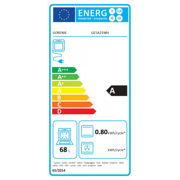 Gorenje Cooker | GE5A21WH | Hob type Electric | Oven type Electric | White | Width 50 cm | Grilling | Depth 59.4 cm | 68 L
