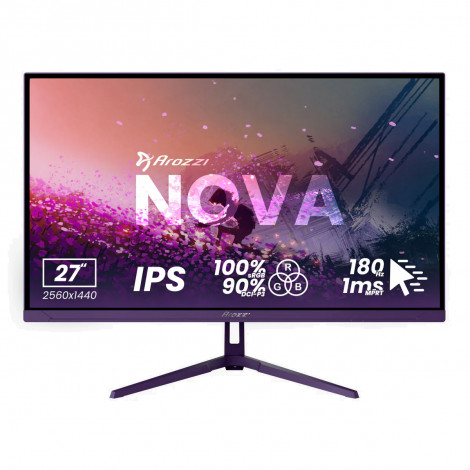 Arozzi | Nova | 27 " | IPS | QHD | 16:9 | 180 Hz | 1 ms | 2560 x 1440 pixels | 350 cd/m | HDMI ports quantity 2 | Purple