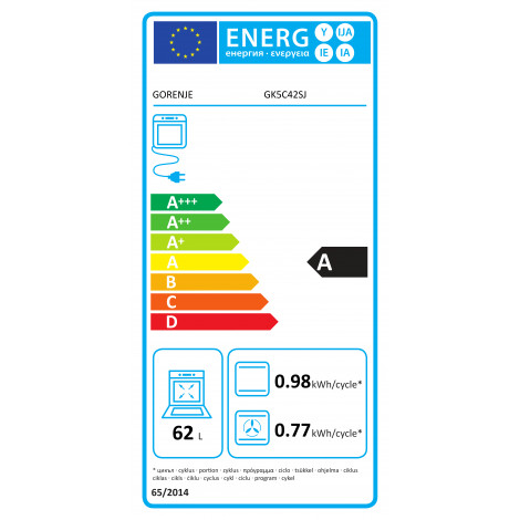 Gorenje GK5C42SJ | Cooker | Hob type Gas | Oven type Electric | Grey | Width 50 cm | Grilling | Depth 59.4 cm | 62 L