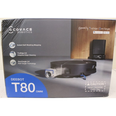 SALE OUT. Ecovacs DEEBOT T80 OMNI Vacuum cleaner, Robot, Wet&Dry, 18000Pa, TruEdge 2.0, ZeroTangle 3.0, Carpet Care, Black + Aut