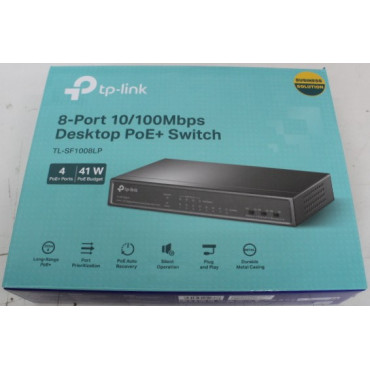 SALE OUT. TP-Link TL-SF1008LP Switch Unmanaged, Desktop, 8x10/100Mbps ports, 4xPoE ports, PSU external, Steel case | SALE OUT. S
