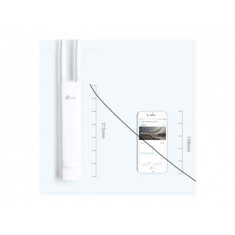 TP-LINK N300 Wireless N Outdoor Access Point EAP110 802.11n 2.4 GHz 300 Mbit/s Ethernet LAN (RJ-45) ports 1 MU-MiMO Yes PoE in A