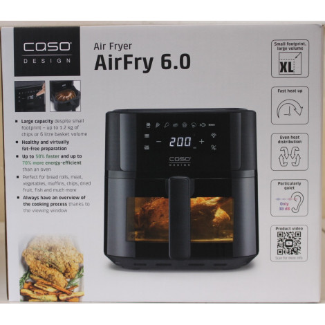 SALE OUT. | Caso Designer Air Fryer | AirFry 6.0 | Power 1700 W | Capacity 6 L | Black | DAMAGED PACKAGING | 24 month(s)
