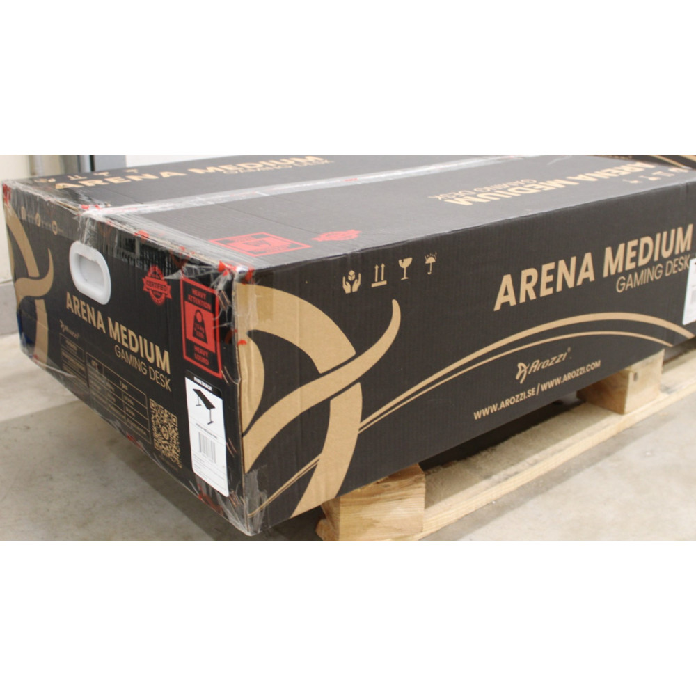 SALE OUT. | Arozzi Gaming Desk | Arena Medium | Pure Black | DAMAGED PACKAGING AND LAMINATE. SCRATCHED PARTS AND TABLE TOP. | 24