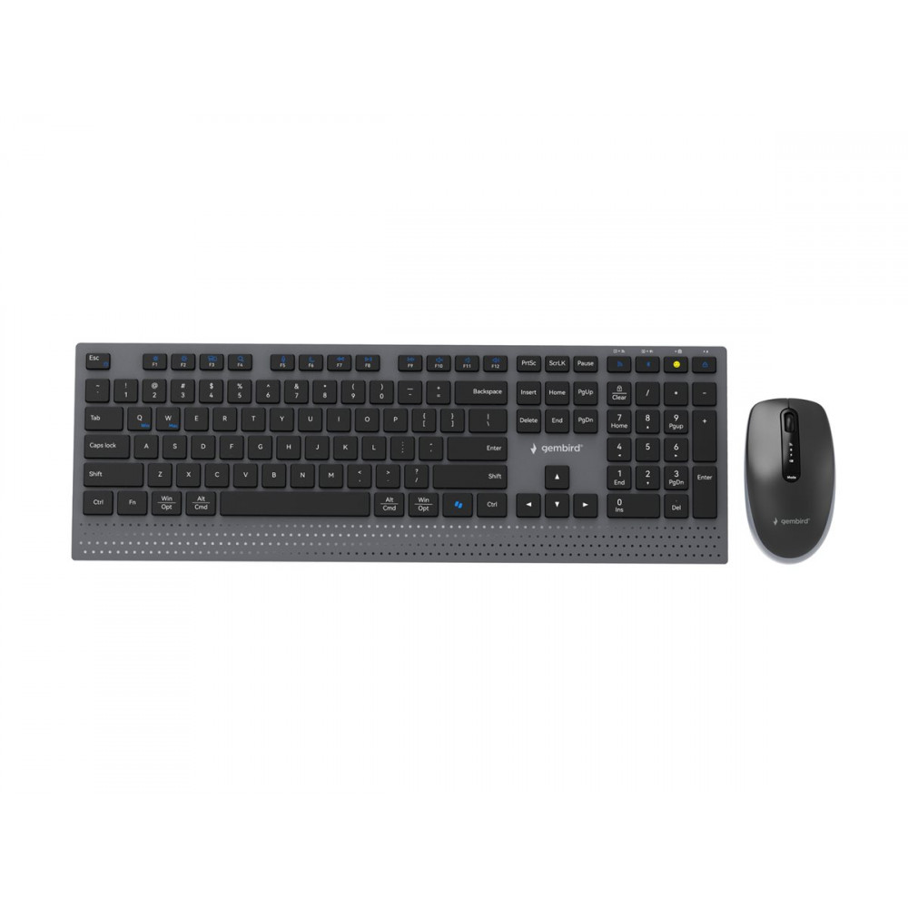 Gembird KBS-WPS-02 Dual-mode slim wireless desktop set, 2.4G+BT, US layout | Gembird