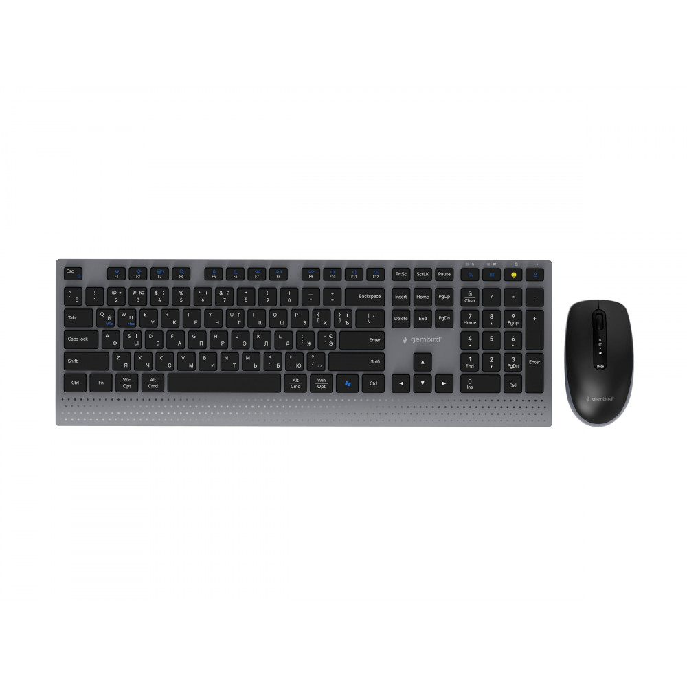 Gembird KBS-WPS-02-CYRL Dual-mode slim wireless desktop set, 2.4G+BT, Cyrillic layout | Gembird