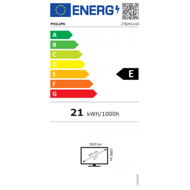 Philips 27E2N1110/00 | 27 " | IPS | FHD | 16:9 | 120 Hz | 4 ms | 1920 x 1080 pixels | 300 cd/m | HDMI ports quantity 1