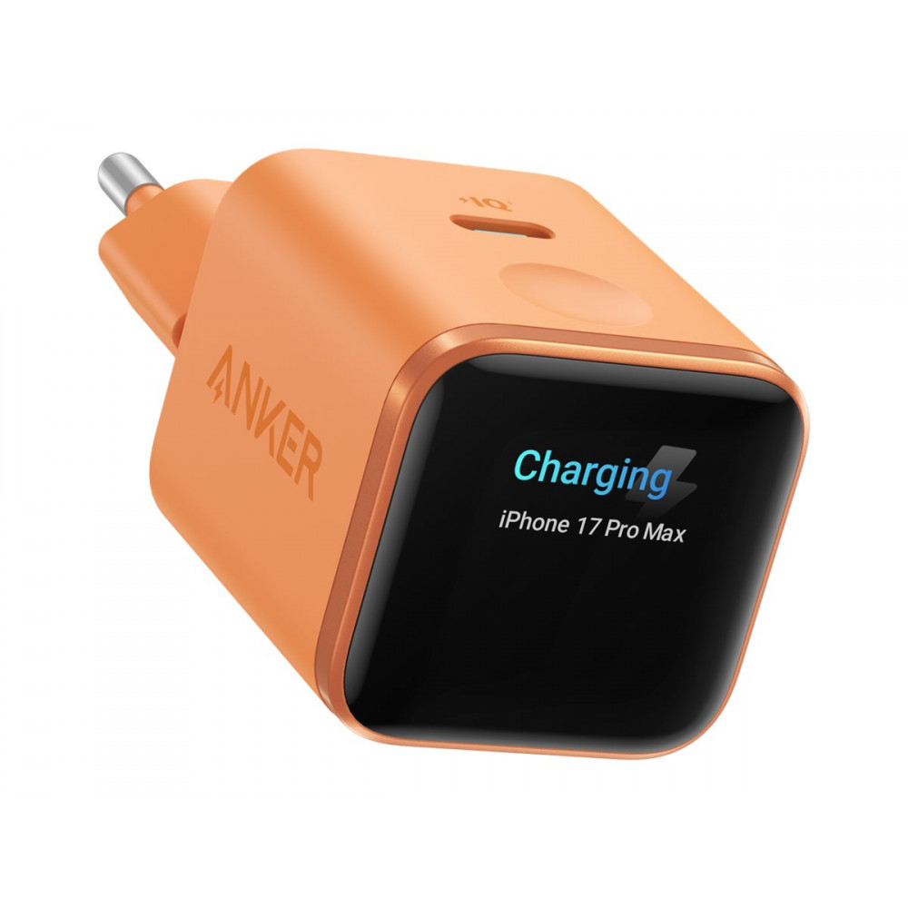 Anker Nano Charger 45W, Smart Display, Orange | 24 pin USB-C