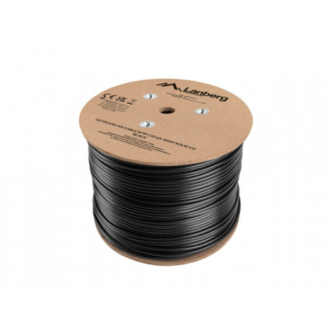 Lanberg Lan Cable Cat.6A SFTP 305M Solid Outdoor CU Black Fluke Passed | Lanberg