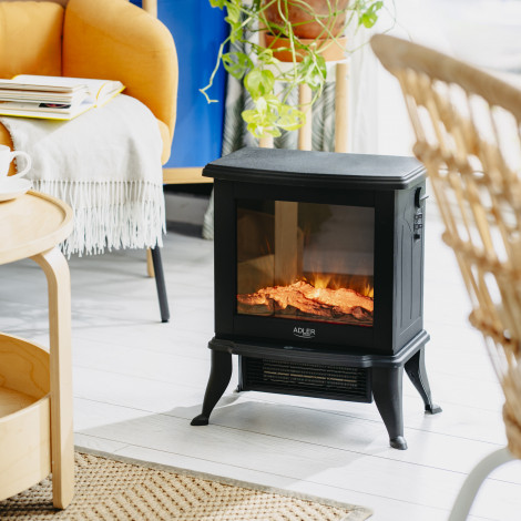 Adler Electric Fireplace | AD 7754 | Ceramic | 1800 W | Number of power levels 2 | Black