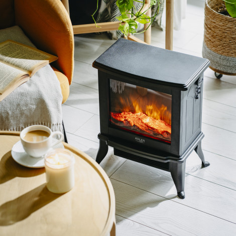 Adler Electric Fireplace | AD 7754 | Ceramic | 1800 W | Number of power levels 2 | Black