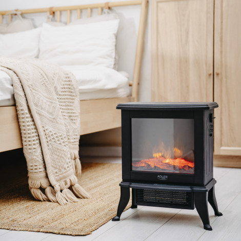 Adler Electric Fireplace | AD 7754 | Ceramic | 1800 W | Number of power levels 2 | Black