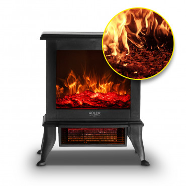 Adler Electric Fireplace | AD 7754 | Ceramic | 1800 W | Number of power levels 2 | Black