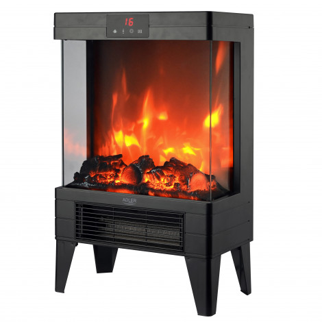 Adler LED electric fireplace with remote control | AD 7755 | Ceramic Heater | 2000 W | Number of power levels 2 | Black