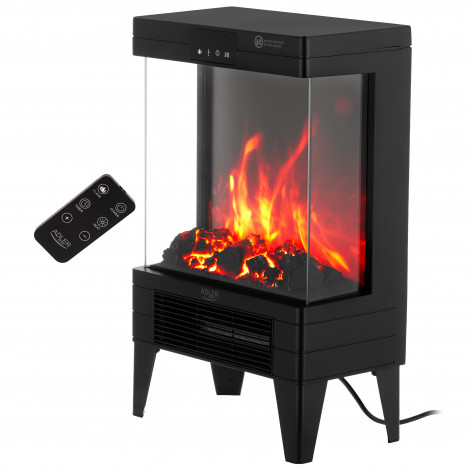 Adler LED electric fireplace with remote control | AD 7755 | Ceramic Heater | 2000 W | Number of power levels 2 | Black