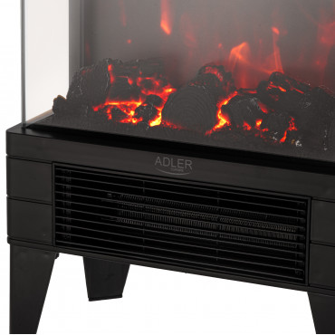Adler LED electric fireplace with remote control | AD 7755 | Ceramic Heater | 2000 W | Number of power levels 2 | Black