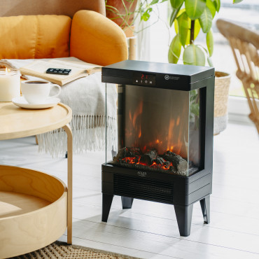 Adler LED electric fireplace with remote control | AD 7755 | Ceramic Heater | 2000 W | Number of power levels 2 | Black