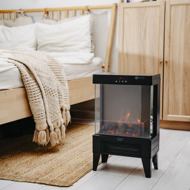 Adler LED electric fireplace with remote control | AD 7755 | Ceramic Heater | 2000 W | Number of power levels 2 | Black