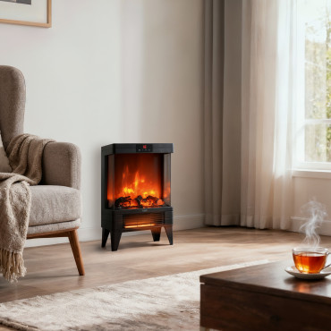 Adler LED electric fireplace with remote control | AD 7755 | Ceramic Heater | 2000 W | Number of power levels 2 | Black