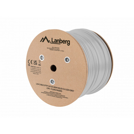 Lanberg Lan Cable Cat.5e SFTP 305M Solid CU LSZH Grey CPR+ Fluke Passed | Lanberg