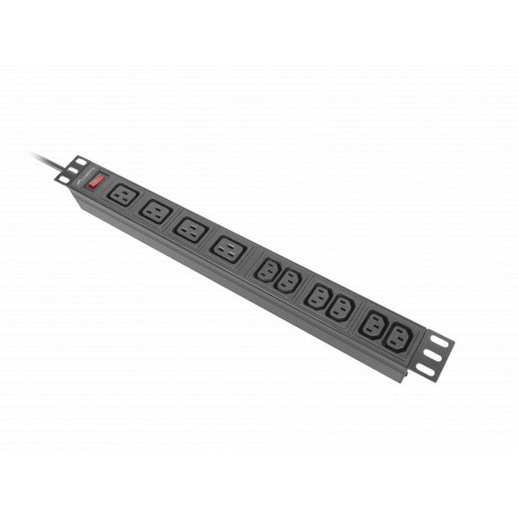 Lanberg Power Distribution unit (PDU) 19" 1U 16A 2M 4x C19 6x IEC C13 Sockets C20, Black | Lanberg