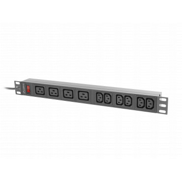 Lanberg Power Distribution unit (PDU) 19" 1U 16A 2M 4x C19 6x IEC C13 Sockets C20, Black | Lanberg