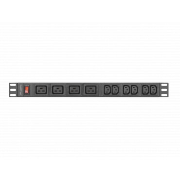 Lanberg Power Distribution unit (PDU) 19" 1U 16A 2M 4x C19 6x IEC C13 Sockets C20, Black | Lanberg