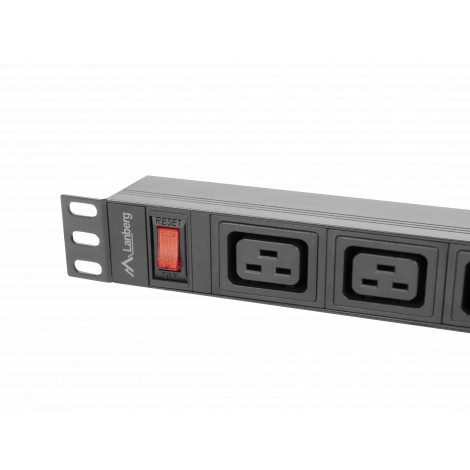 Lanberg Power Distribution unit (PDU) 19" 1U 16A 2M 4x C19 6x IEC C13 Sockets C20, Black | Lanberg
