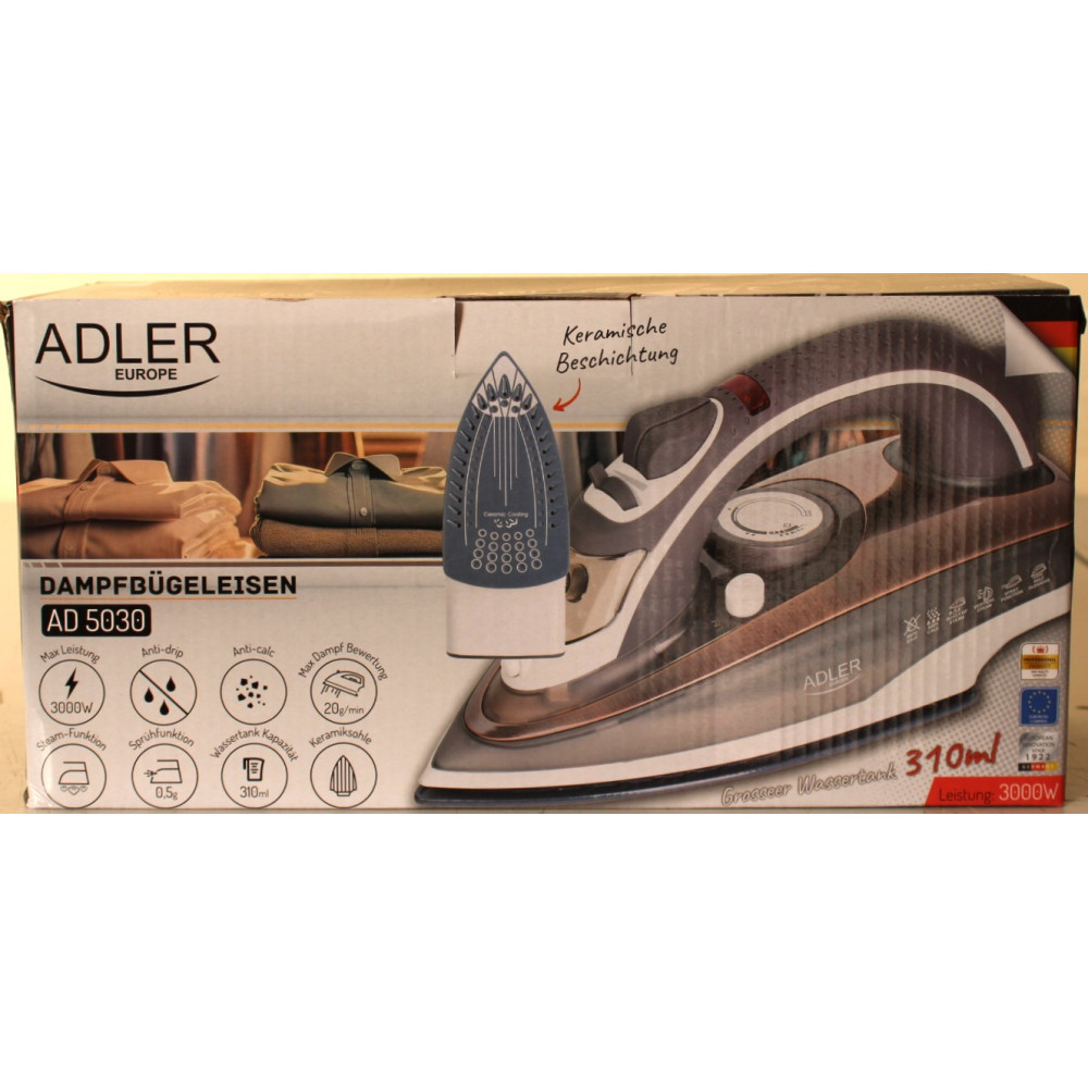 SALE OUT. | Adler | Iron | AD 5030 | Steam Iron | 3000 W | Water tank capacity 310 ml | Continuous steam 20 g/min | Brown | DAMA
