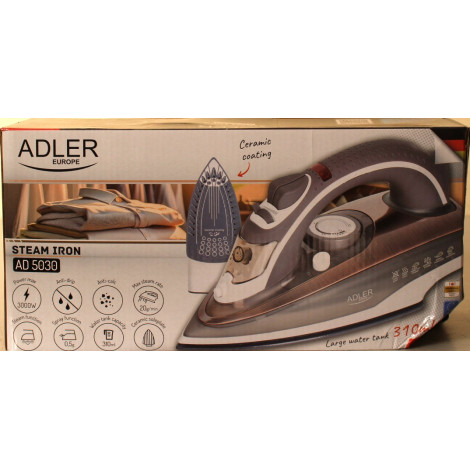 SALE OUT. | Adler | Iron | AD 5030 | Steam Iron | 3000 W | Water tank capacity 310 ml | Continuous steam 20 g/min | Brown | DAMA