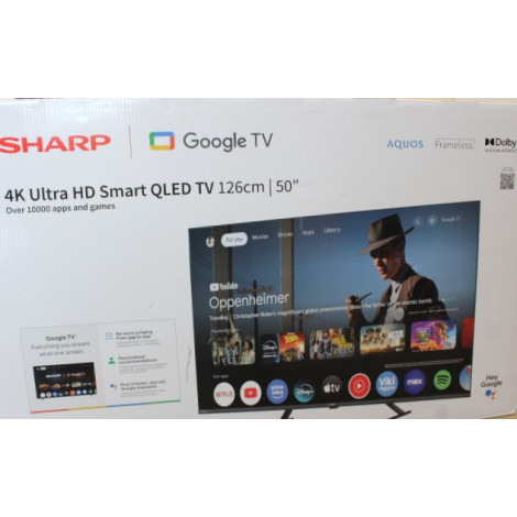 SALE OUT. Sharp 50HP6265E 50" (126cm) QLED 4K Ultra HD Google TV, Dolby Vision, Dolby Atmos, Central Stand | Sharp 50HP6265E | 5