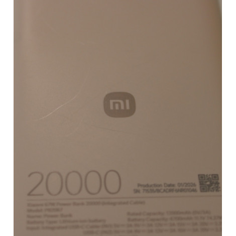 SALE OUT. 67W Power Bank 20000 (Integrated Cable) | 20000 mAh | Tan | DAMAGED PACKAGING, SCRATCHED