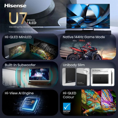 Hisense ULED MiniLED TV | 65U7SE | 65" | Smart TV | VIDAA OS | UHD | Black