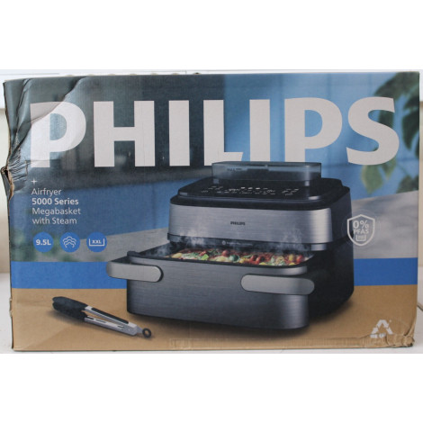 SALE OUT. Philips NA565/02 Airfryer with steam function, flexible Megabasket, 10 L, Silver/Black | Philips DAMAGED PACKAGING | 2