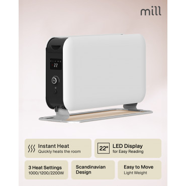 Mill | Heater | CO2200LEDMAX | Convection Heater | 2200 W | Number of power levels 3 | Suitable for rooms up to 5-30 m | White