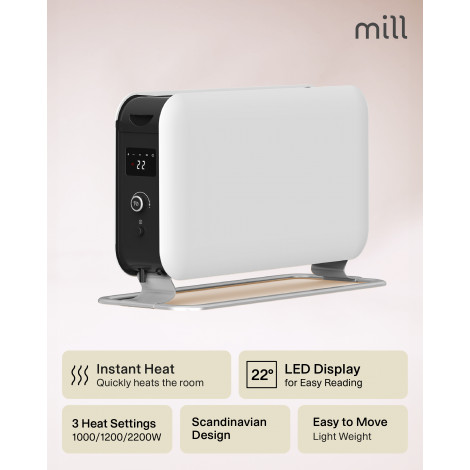 Mill | Heater | CO2200LEDMAX | Convection Heater | 2200 W | Number of power levels 3 | Suitable for rooms up to 5-30 m | White