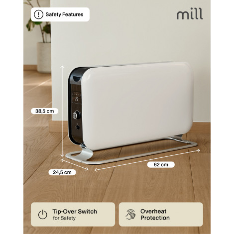 Mill | Heater | CO2200LEDMAX | Convection Heater | 2200 W | Number of power levels 3 | Suitable for rooms up to 5-30 m | White